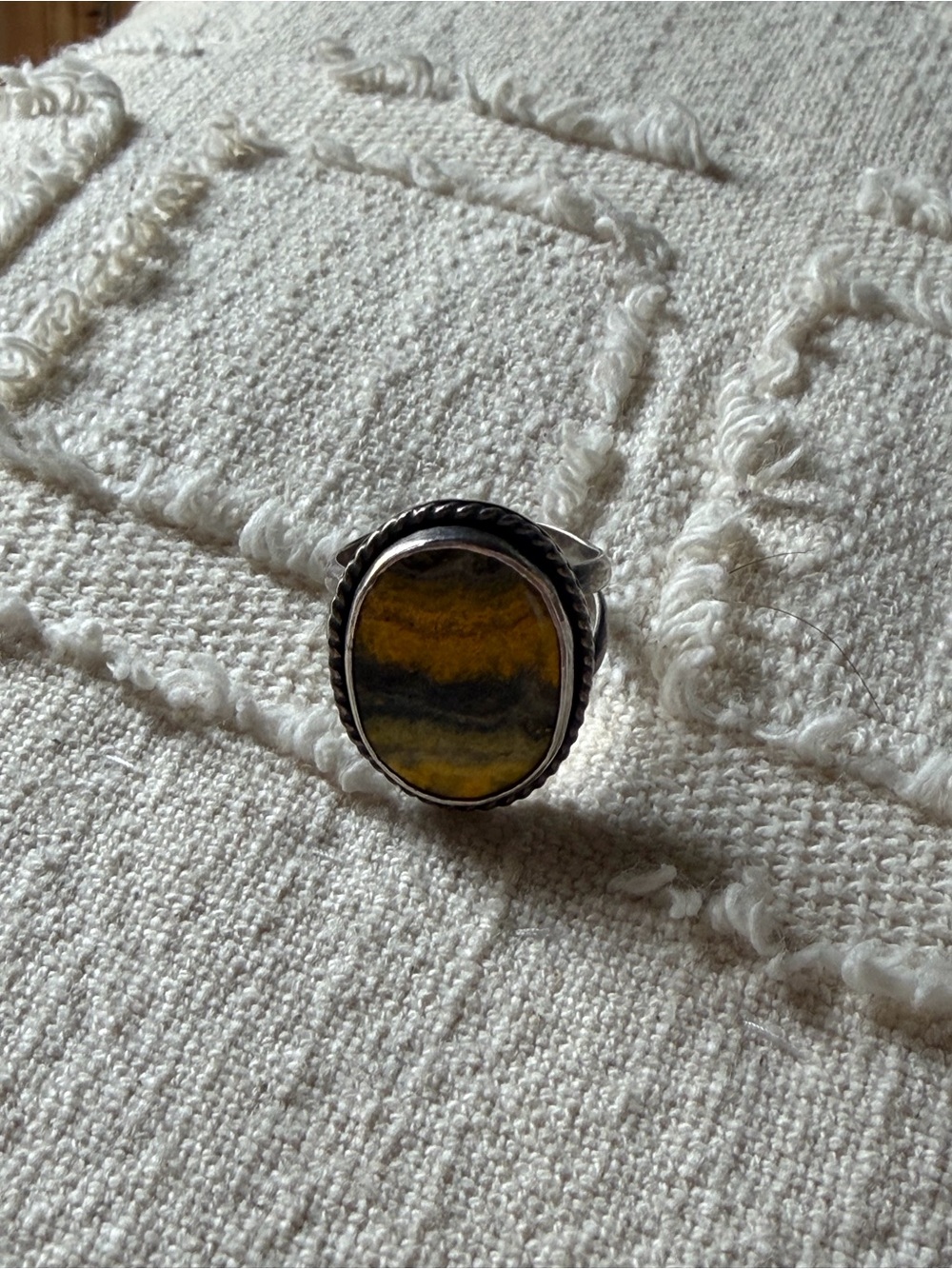 Sterling Silver Men’s Yellow-Gold Tiger Eye Statement Ring